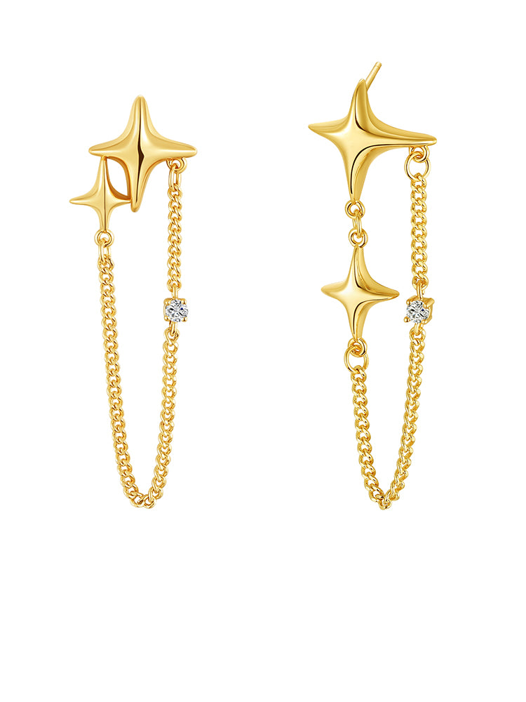 Star-Shaped Long Chain Dangle Earrings