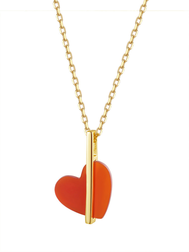 Agate Heart Star Signet Pendant Necklace for women