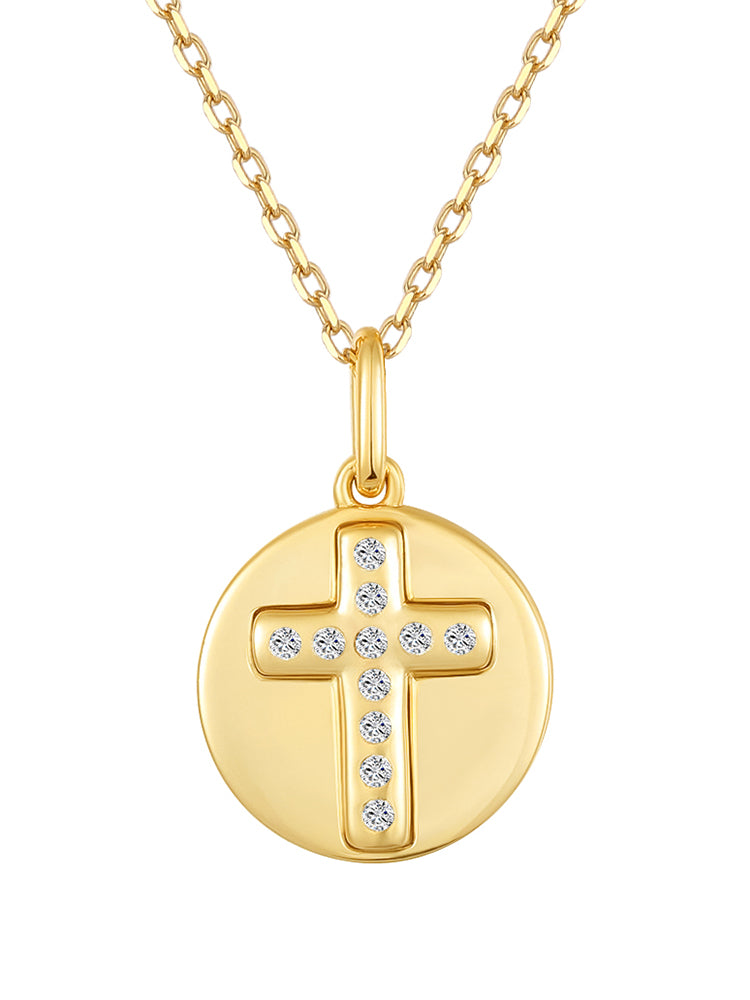 Round And Diamond Cross Necklace