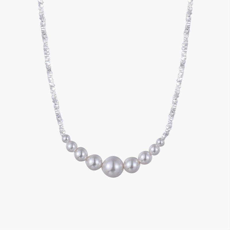 A Round Bead Necklace In Shattered Silver