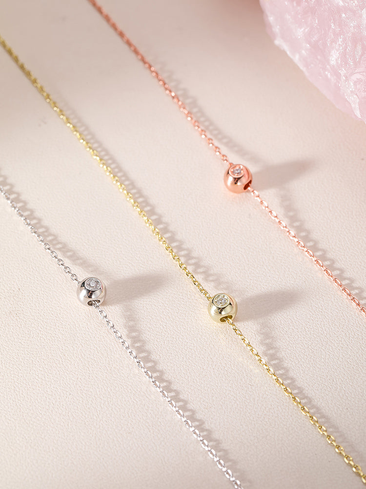 Small ball and diamond necklace for women