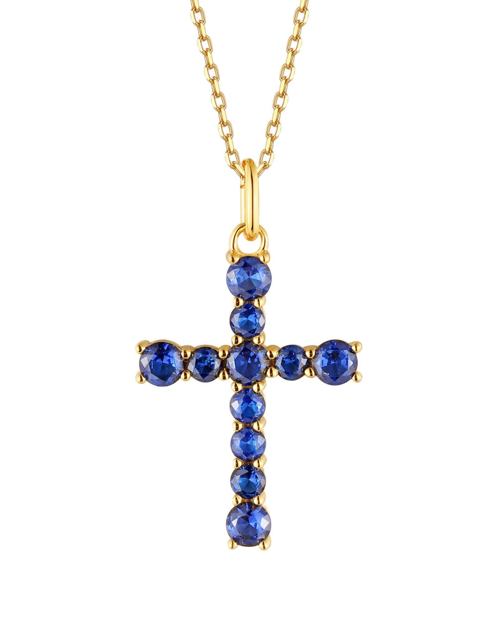 S.Leaf Sterling Silver 14K Gold Plated Cubic Zirconia Cross Necklace