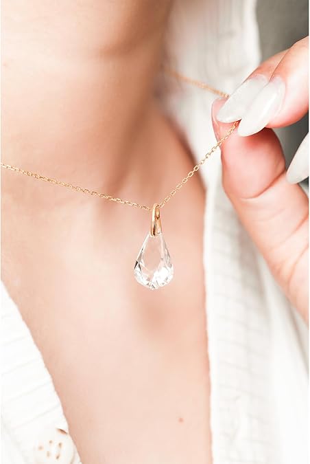 S.Leaf Crystal Necklaces 925 Sterling Silver Necklace 14k Gold Necklace