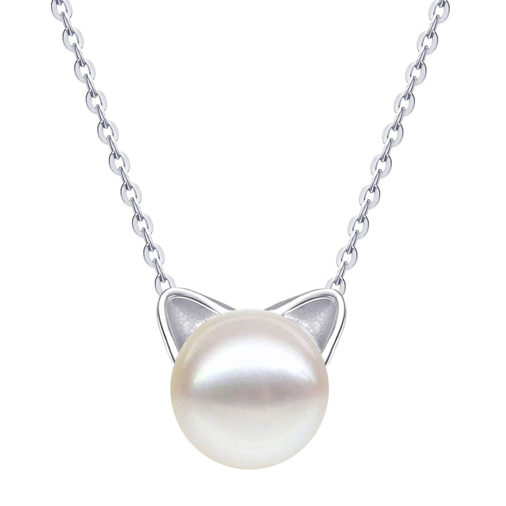 Cute Cat Pearl Pendant Necklace