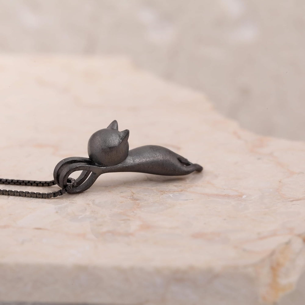 S.Leaf Sterling Silver Cat Necklace