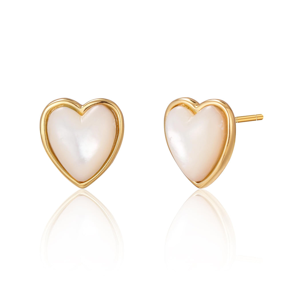 Mother of Pearl Heart Stud Earrings