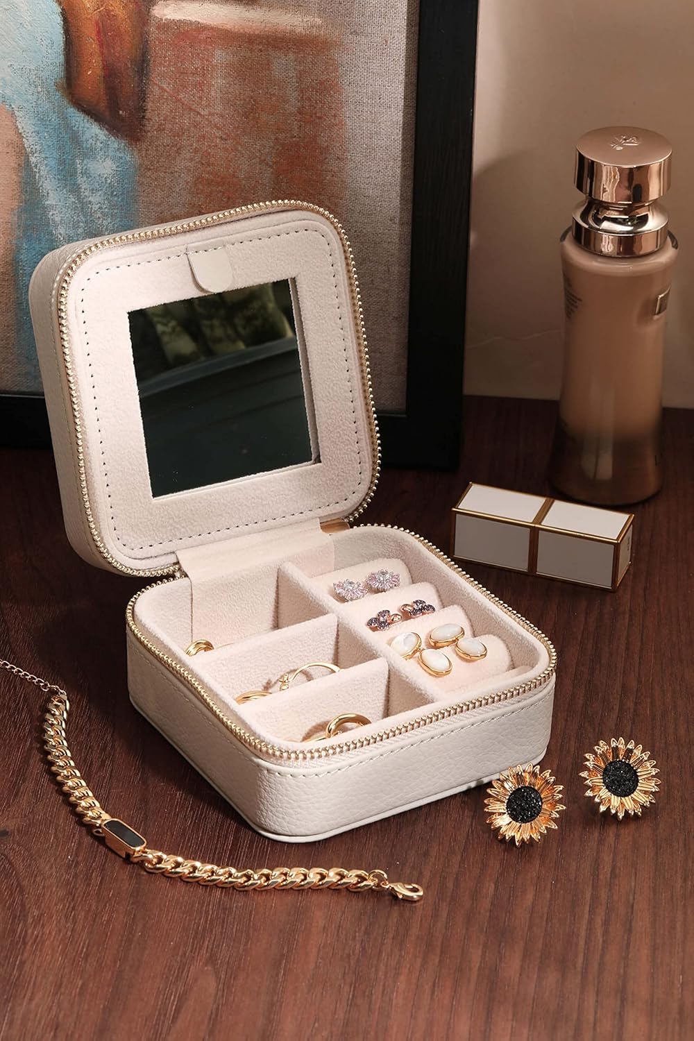 S.Leaf Travel Jewelry Case Small Jewelry Box Jewelry Organizer Storage Case Portable