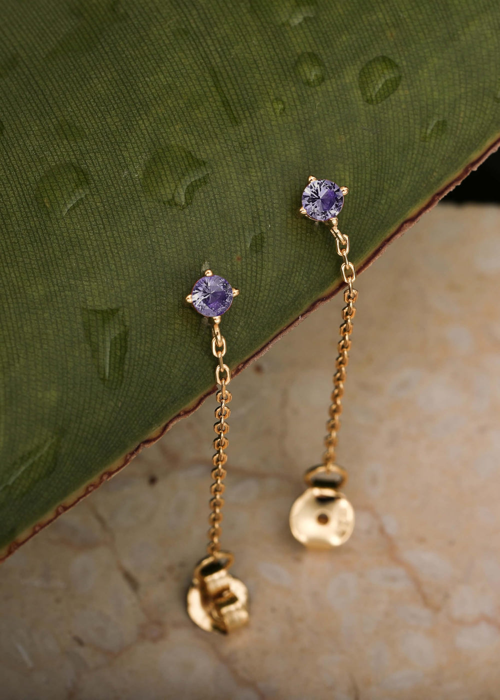 S.Leaf 925 Sterling Silver 18Karat Gold Plated Chain Earrings