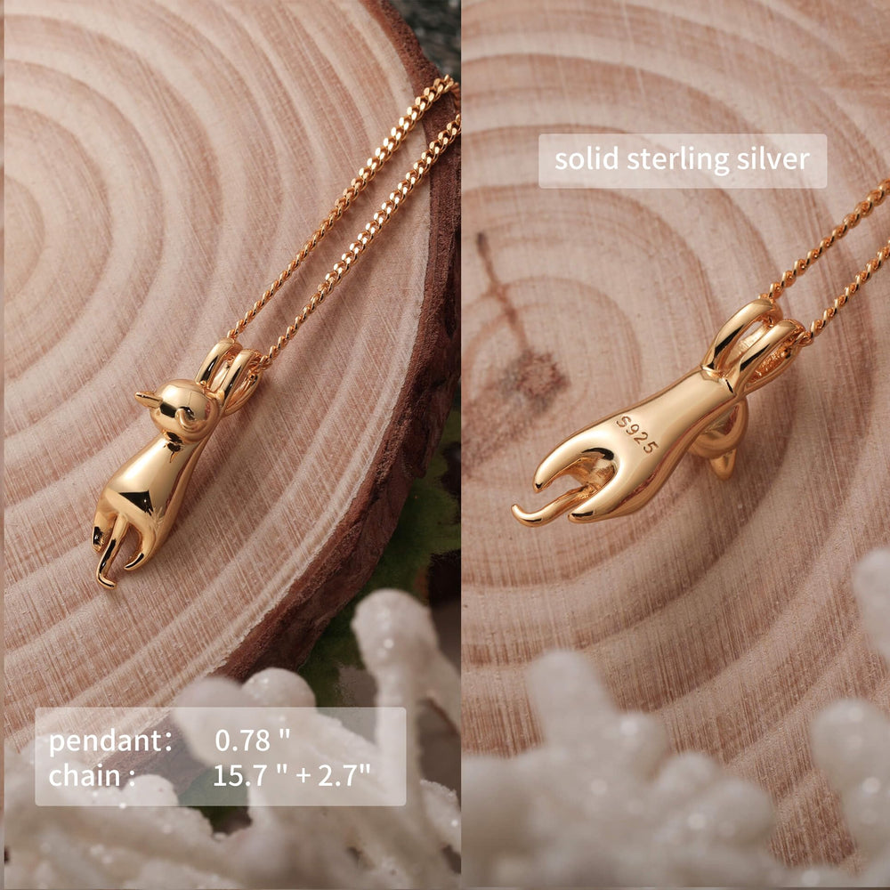 S.Leaf Sterling Silver Cat Necklace