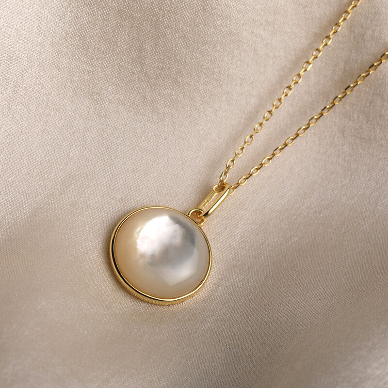 12mm Convex Round Mother of Pearl Pendant Necklace Christmas Gifts