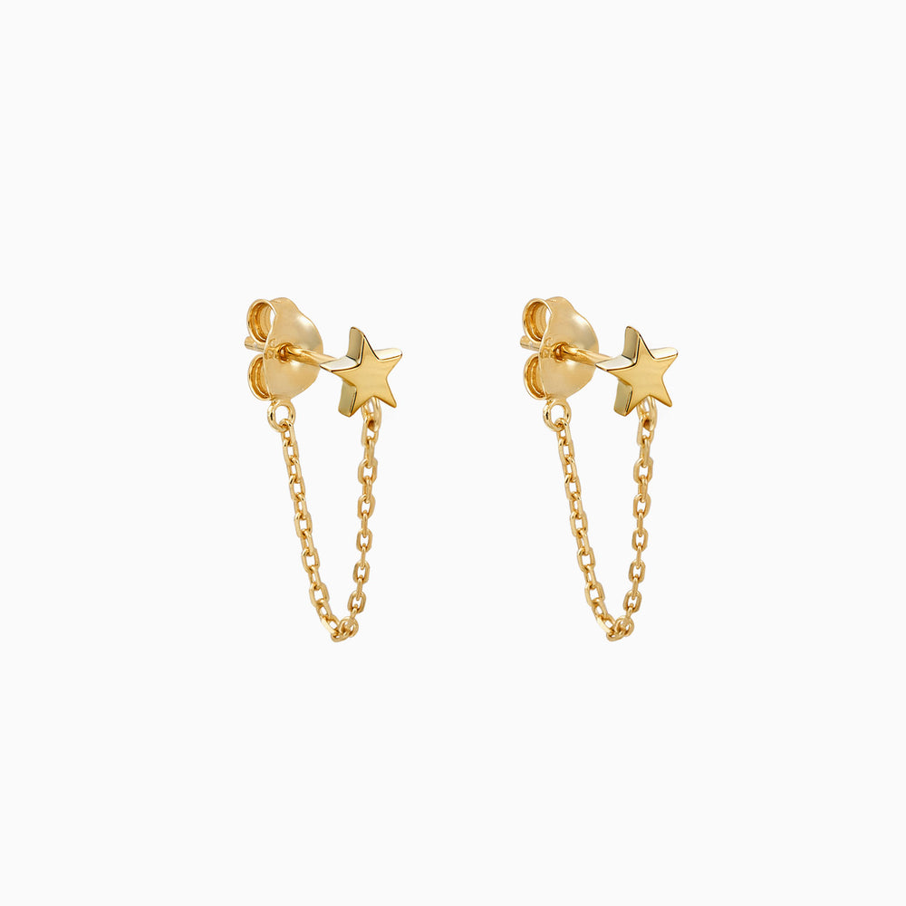 star chain dangle earrings gold