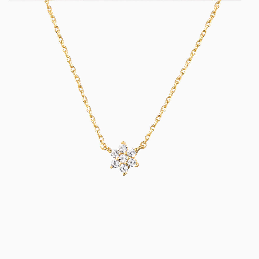 Gold Cubic Zirconia Snowflake Necklace for women