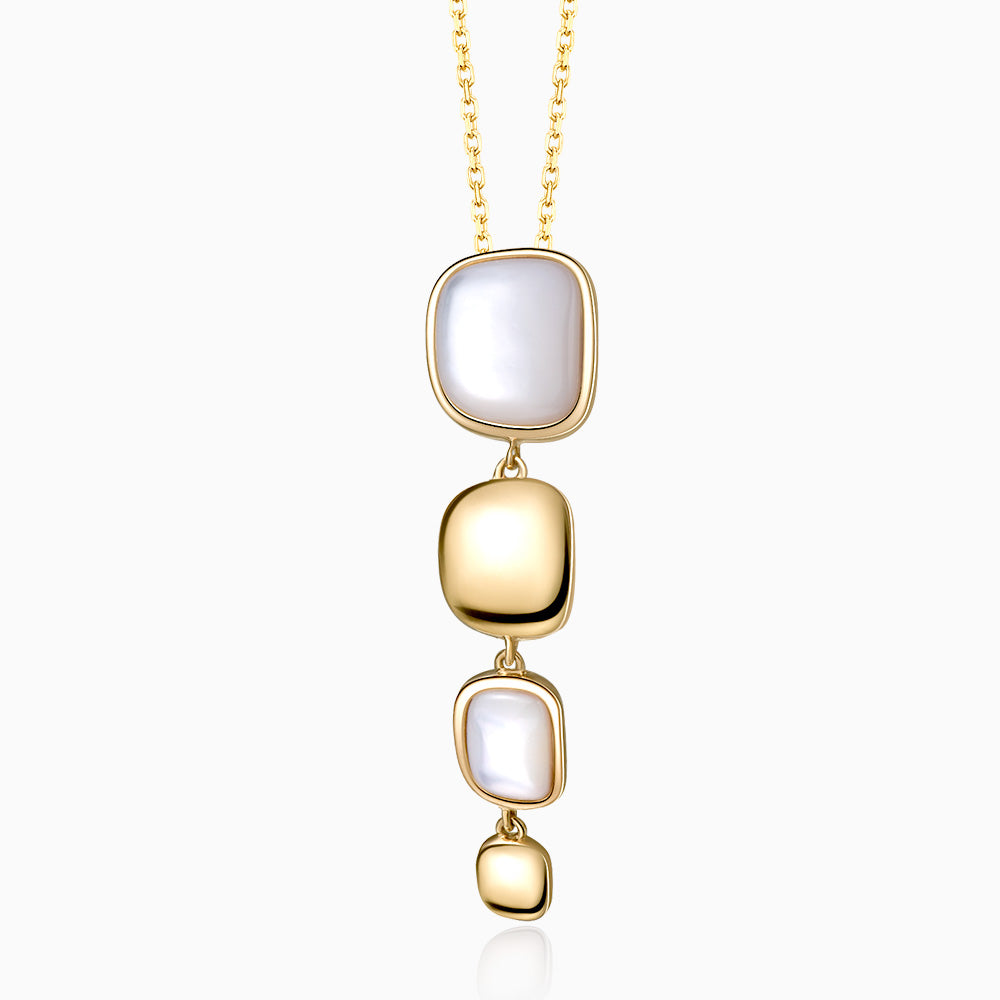 Handmade Vertical Mother Of Pearl Necklace gold