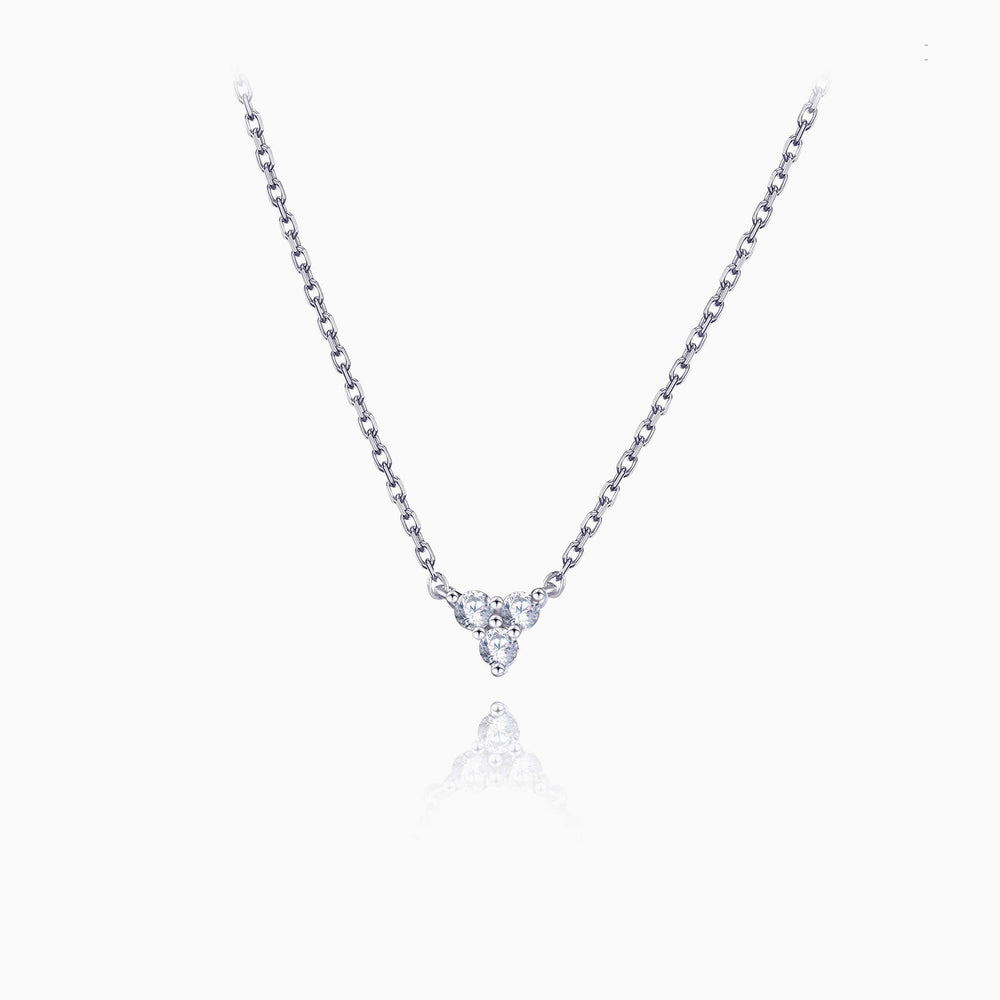 Triangle Cubic Zirconia Pendant Necklace silver