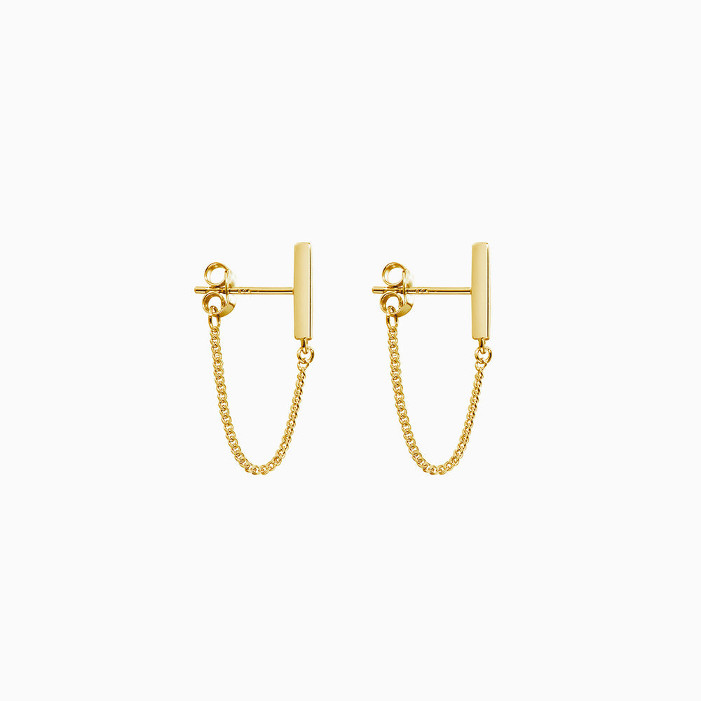 gold bar chain earrings