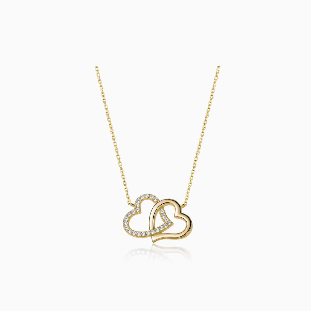 Cubic Zirconia heart pendant necklace gold