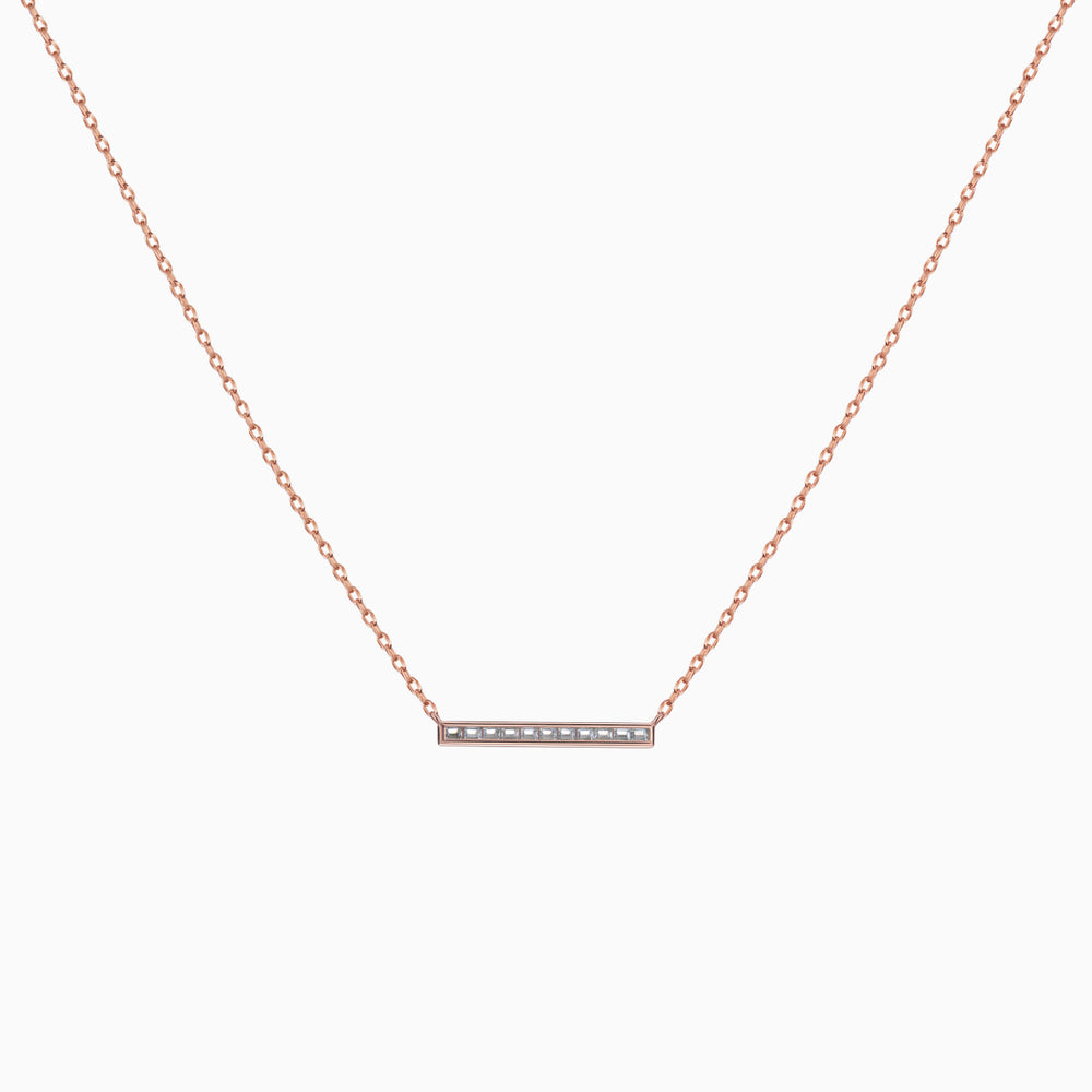 Cubic Zirconia Bar Necklace Rose Gold