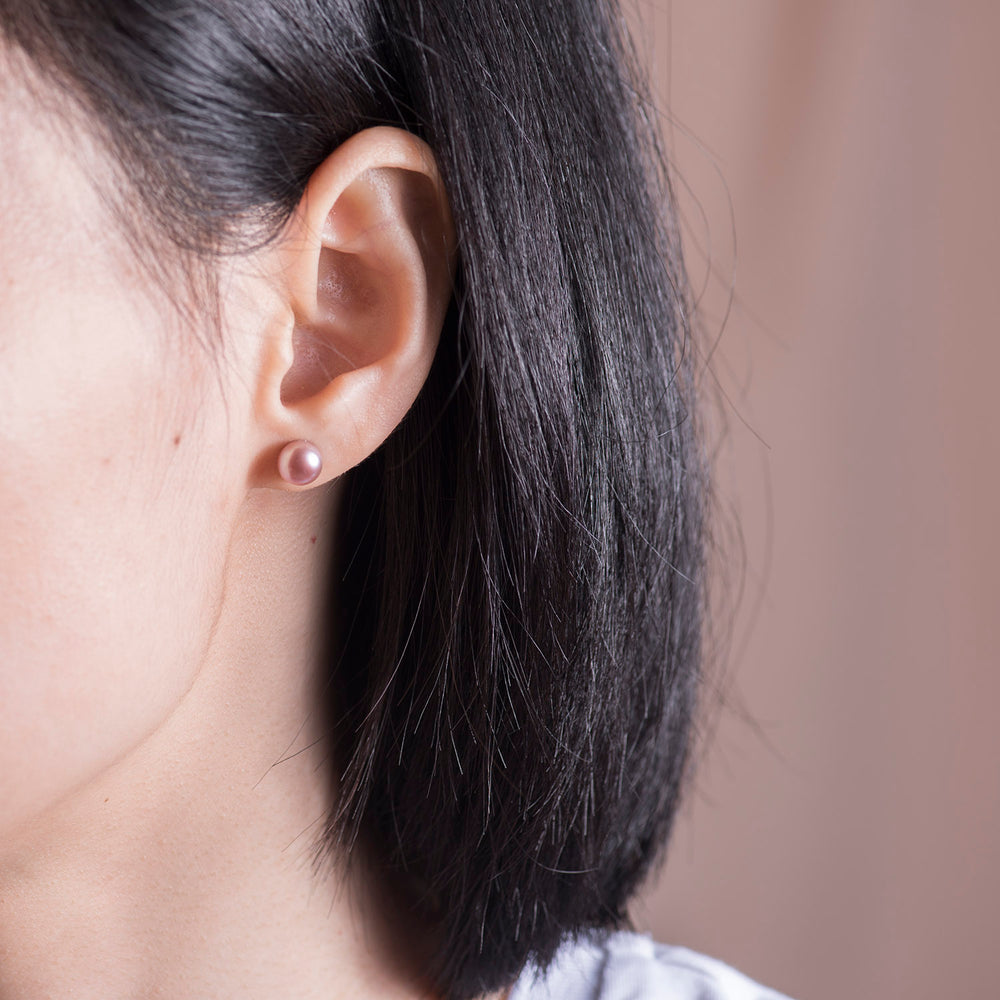 Purple Pearl ear posts Stud Earrings for women