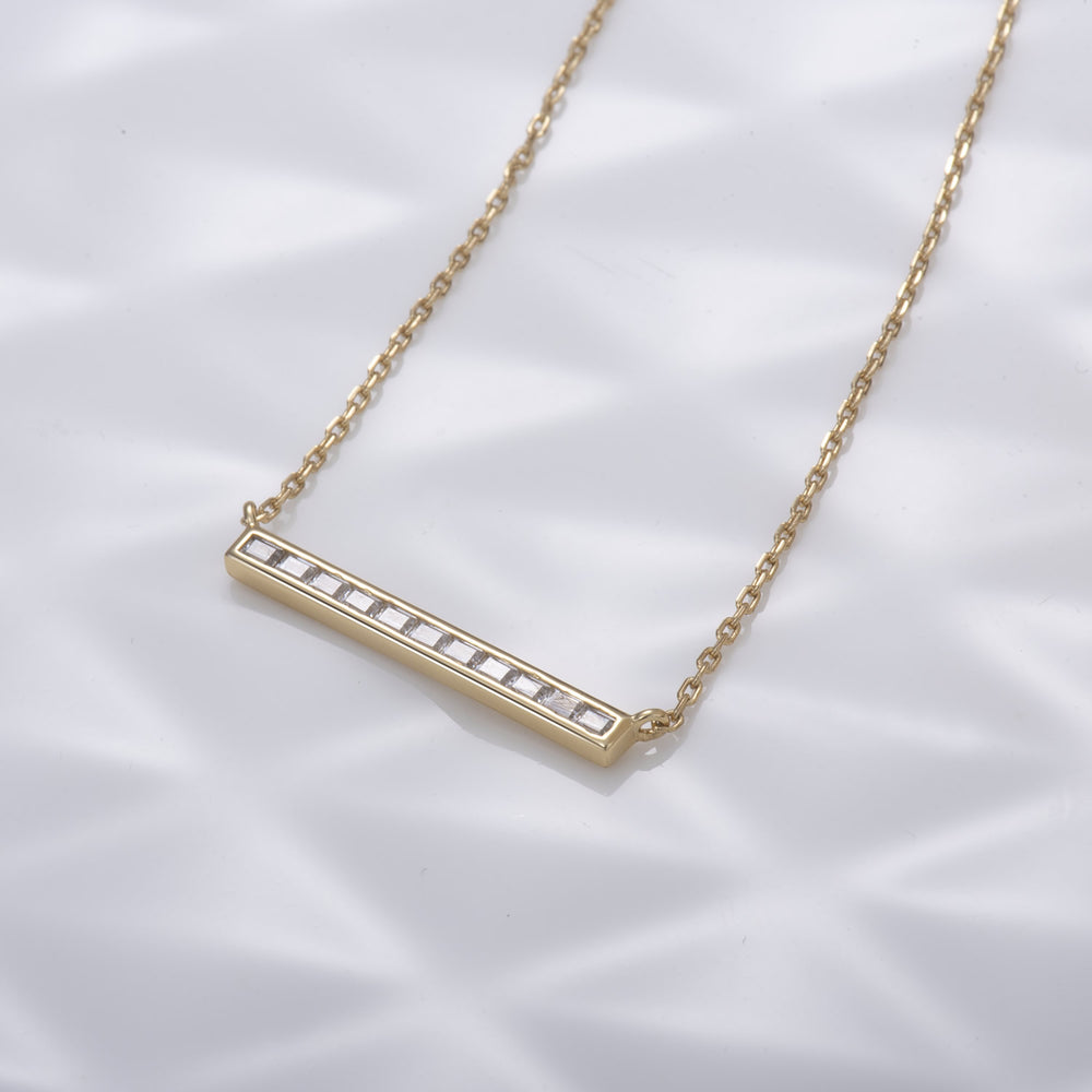simple CZ Bar pendant Necklace 18k gold plated