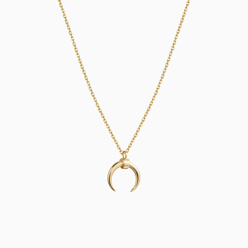 Gold horn pendant necklace for women