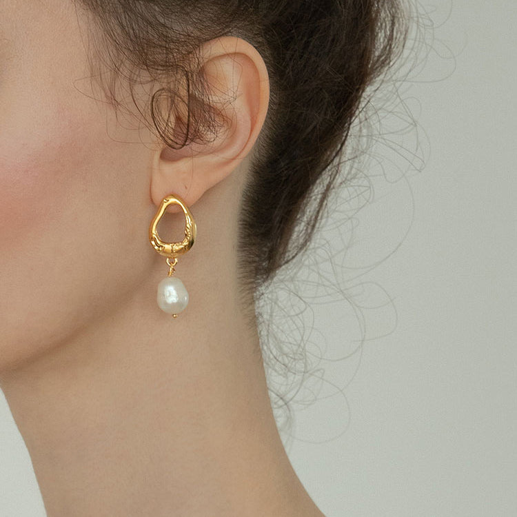 Vintage Asymmetrical Baroque Pearl Earrings for Women