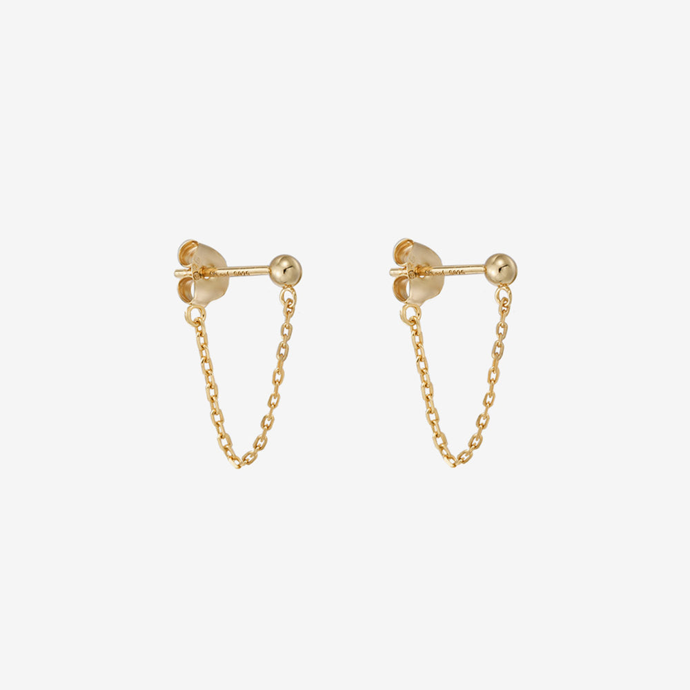 Ball Chain Stud Dangle Earrings gold