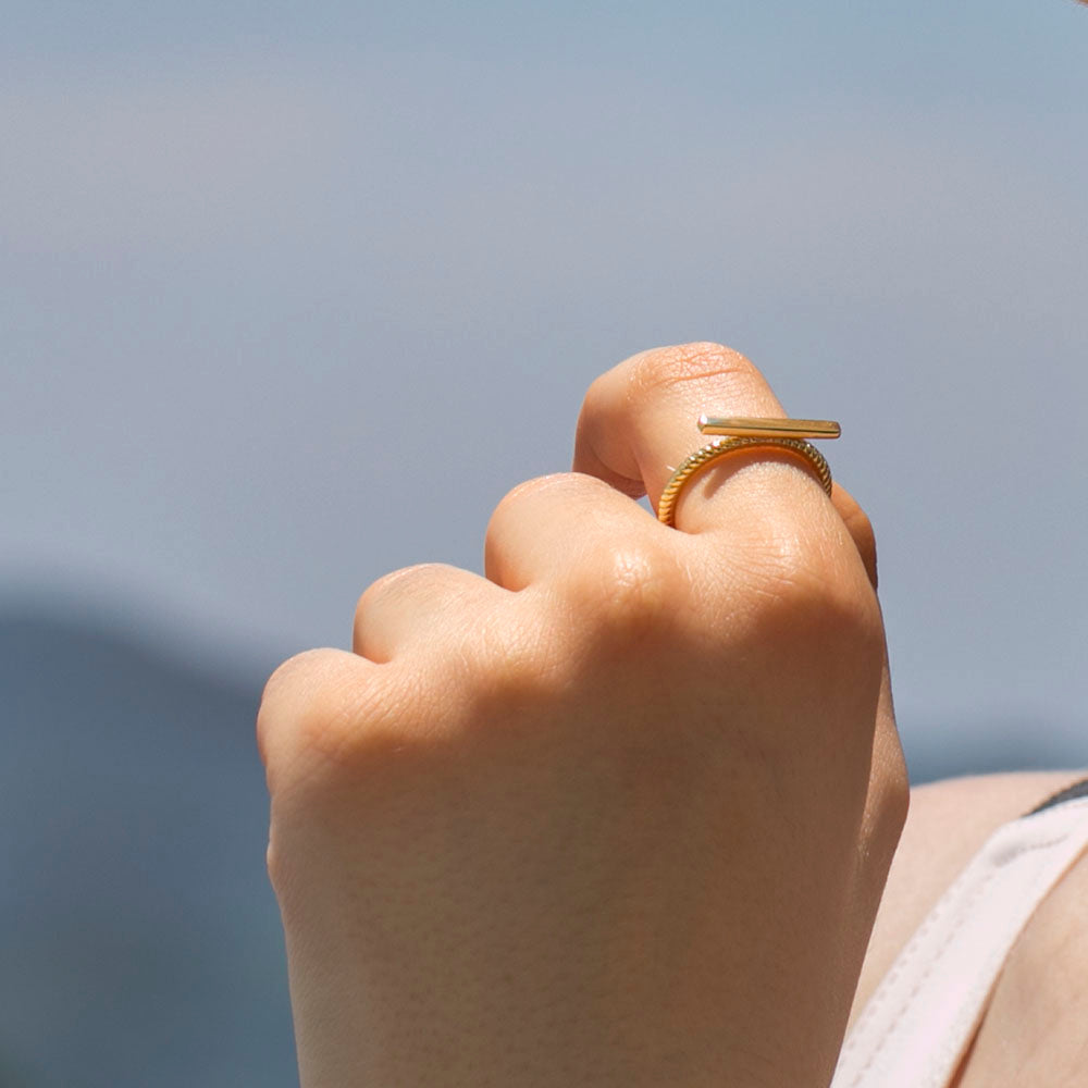 minimalist Bar Ring sterling silver gold plated