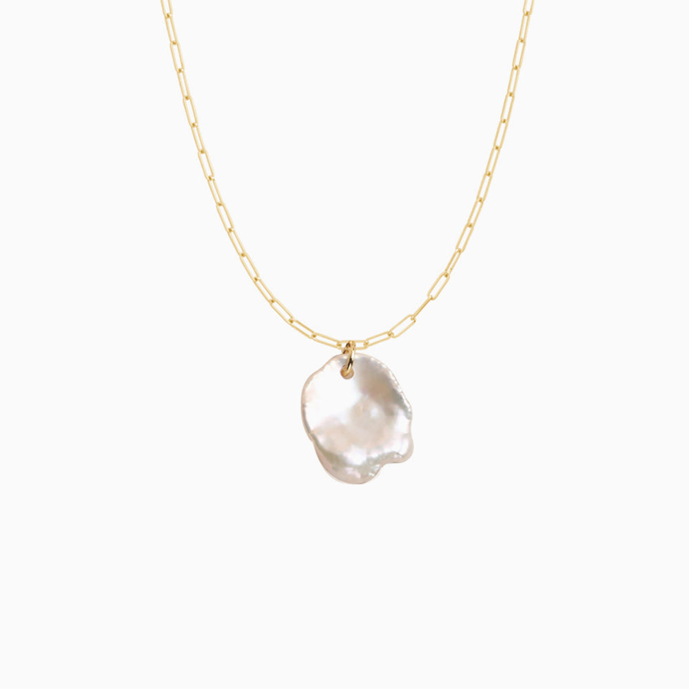 SLeaf Gold Natural Baroque Pearl Pendant Necklace