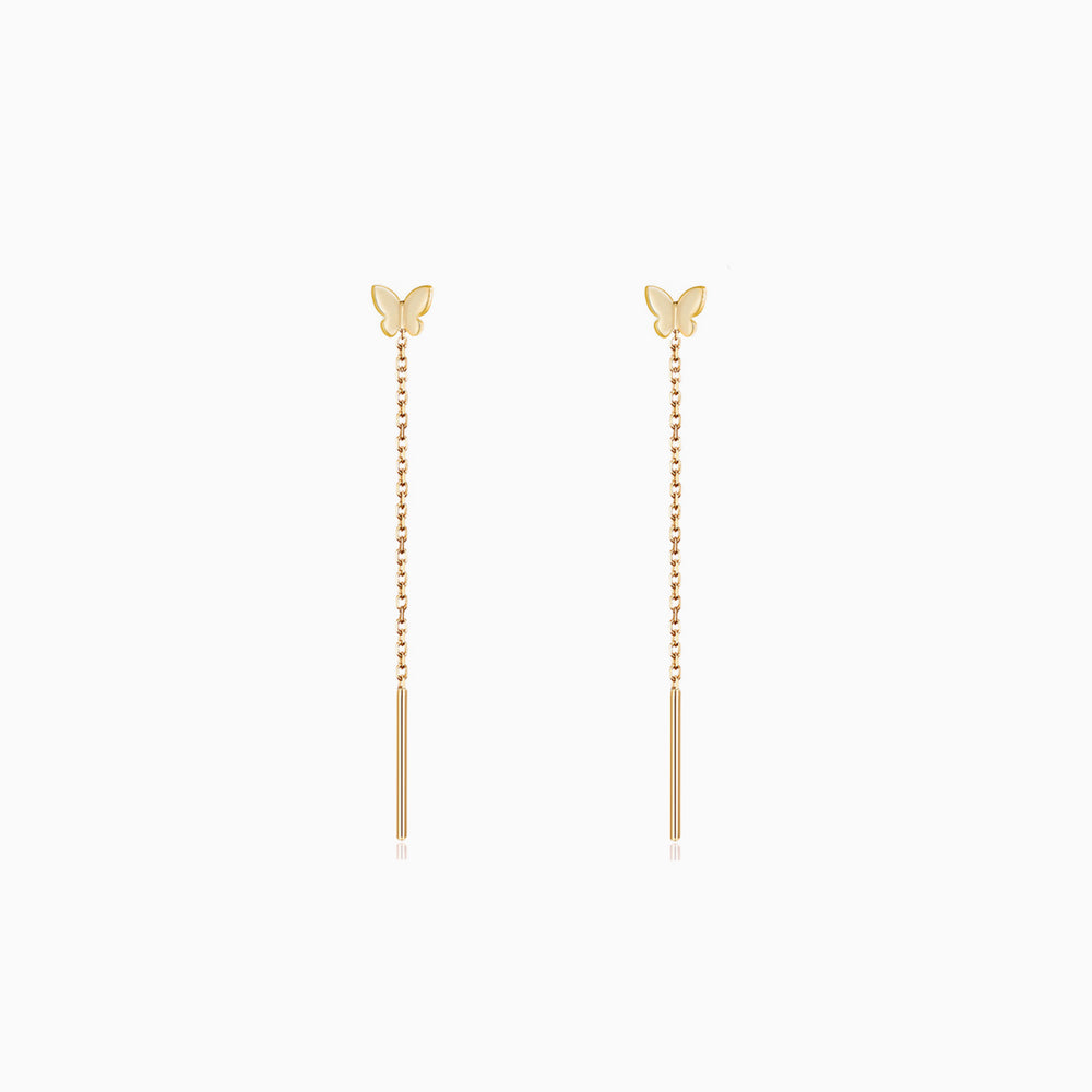 Tiny Butterfly Threader Earrings gold