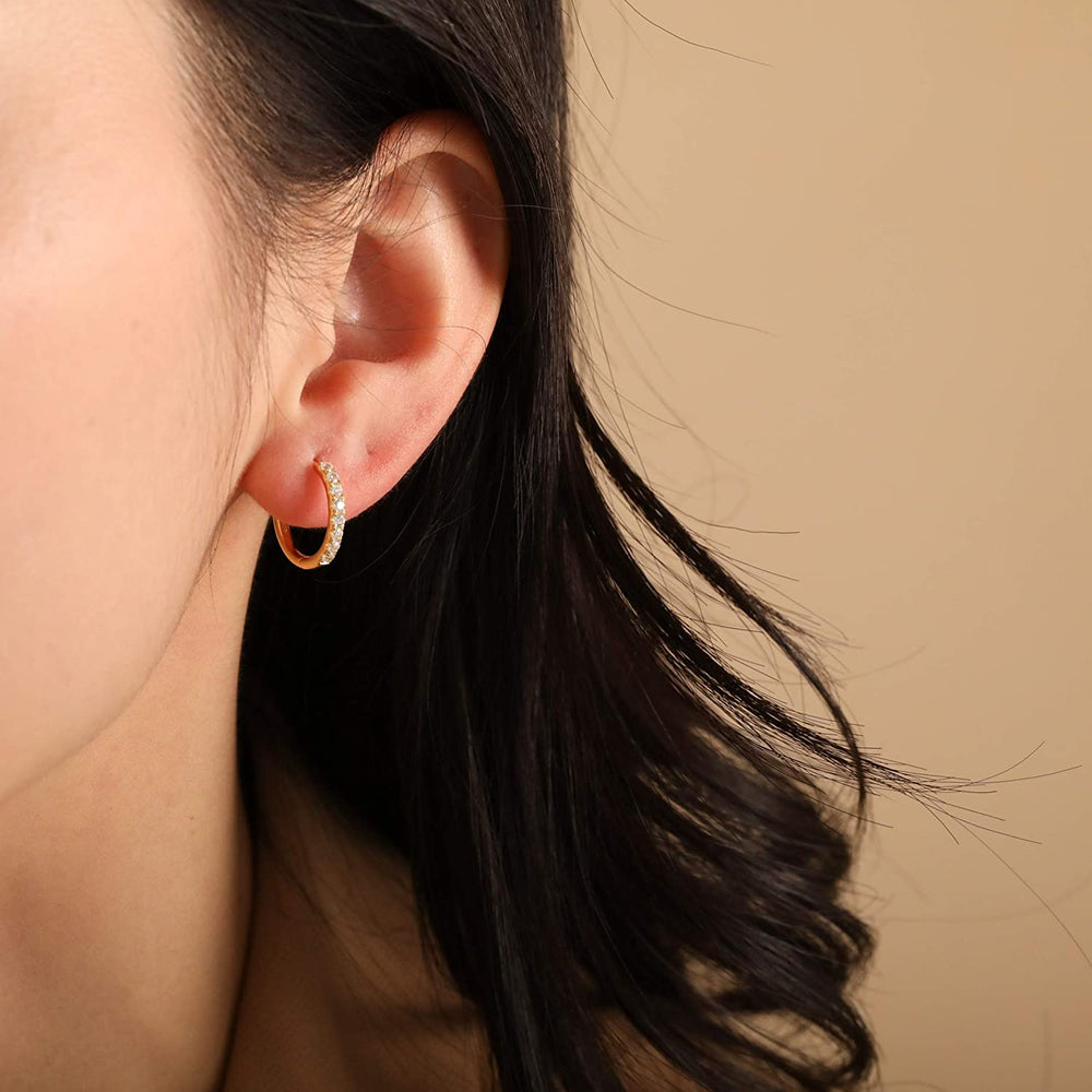 Minimalist Cz huggie hoop earrings 16mm