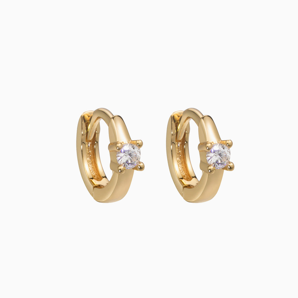 Cubic zirconia gold plated mini hoop earrings