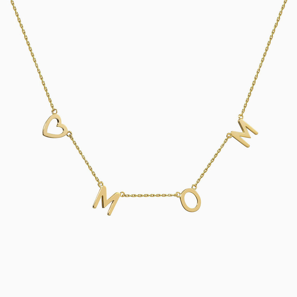 Love Mom Necklace Gold