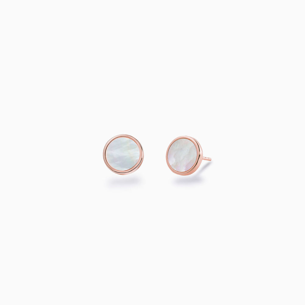 Mother of Pearl Round Stud Earrings