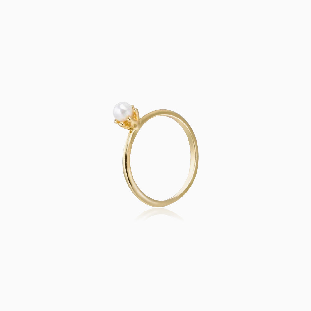 single pearl ring gold plated