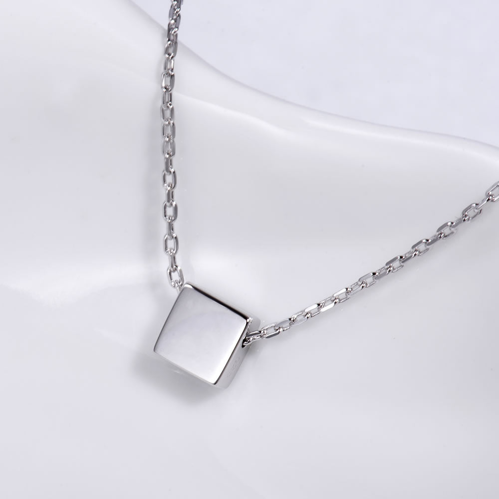 silver Square Pendant Necklace