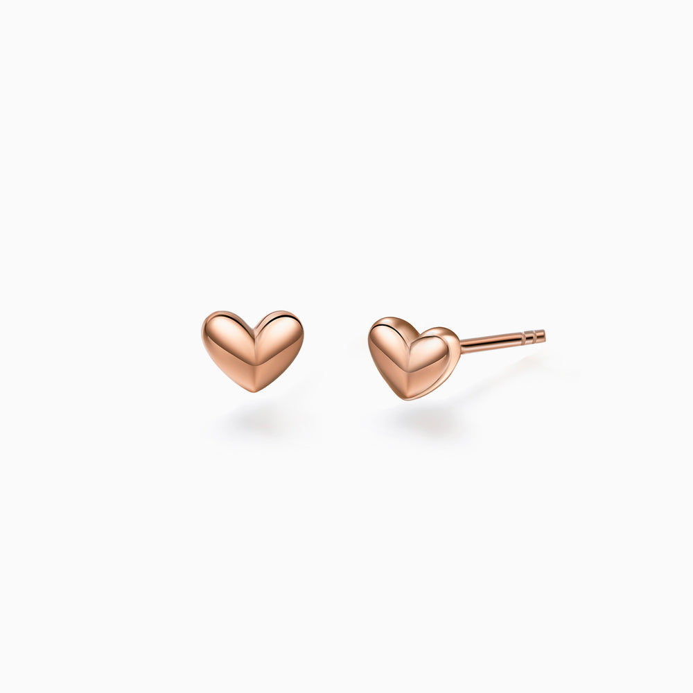 heart studs dainty earrings rose gold